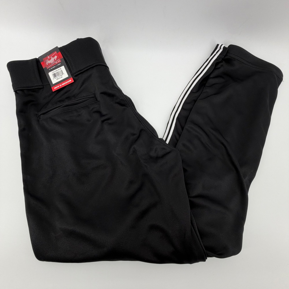 Rawlings Baseball Pants‎ Mens Medium Black Semi-Relaxed Pro-Dri Side Stripe